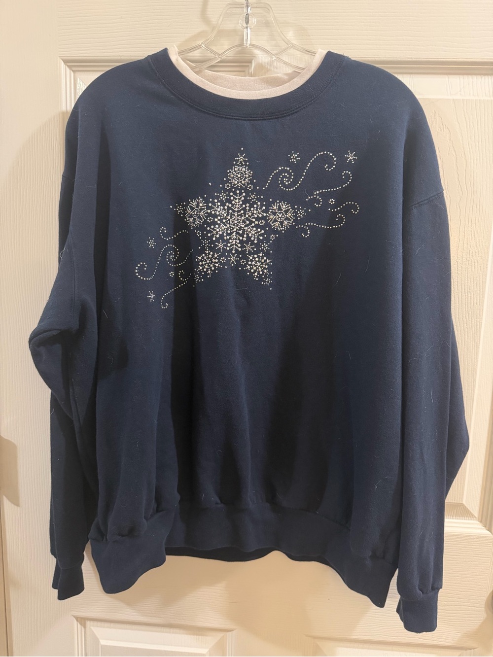 Morning Sun XL Navy Blue Snowflake Star Sweatshirt
